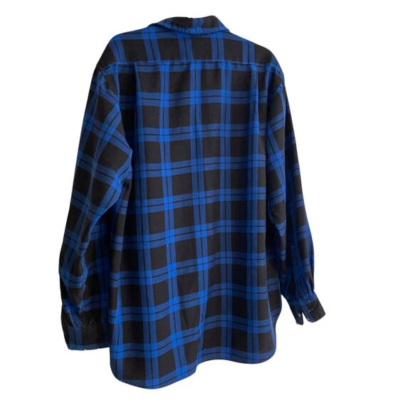 Cabelas Blue Black Checked Flannel Outdoors Gorpcore Button Down Shirt Size XL - Picture 15 of 16